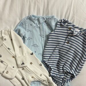 Carter's Blue and White Baby Bodysuits Set